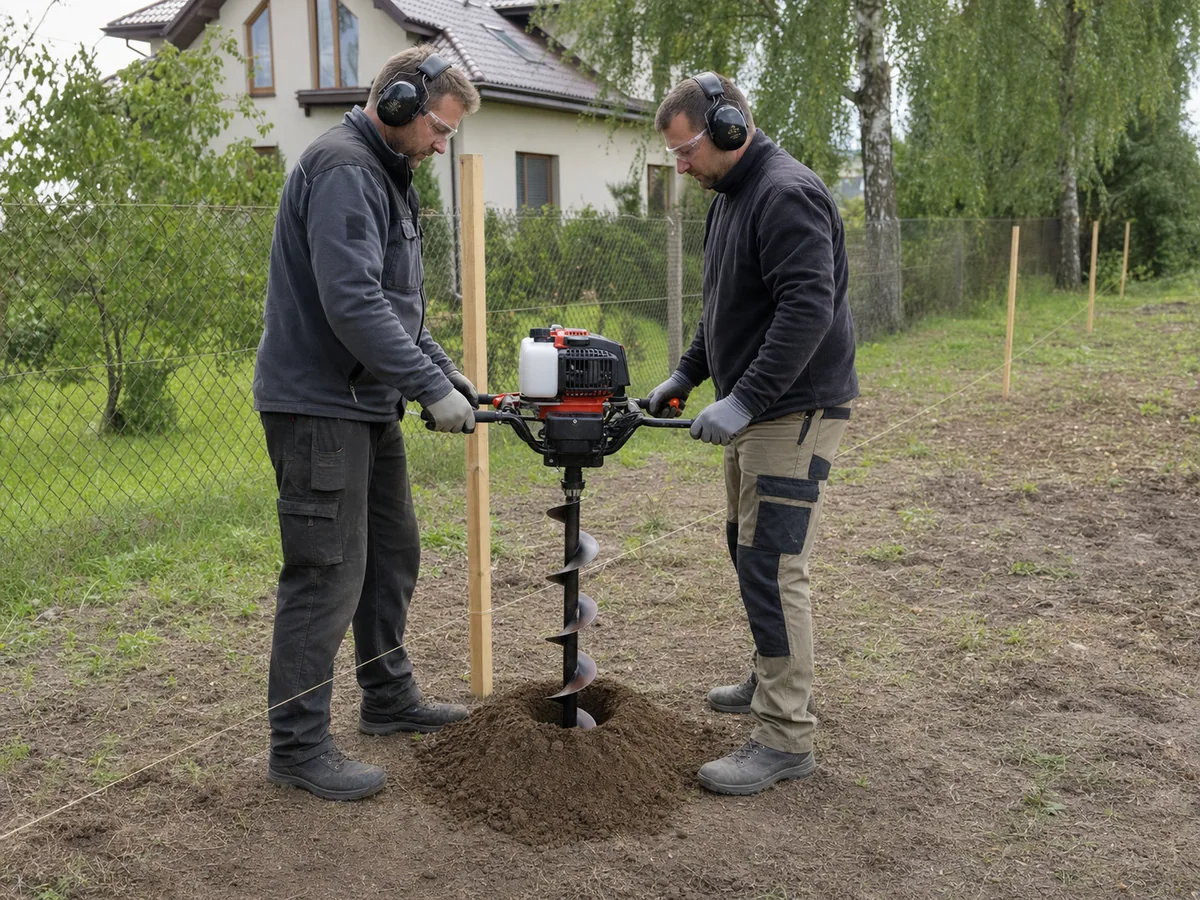 Świder glebowy wykonujący otwór pod słupek