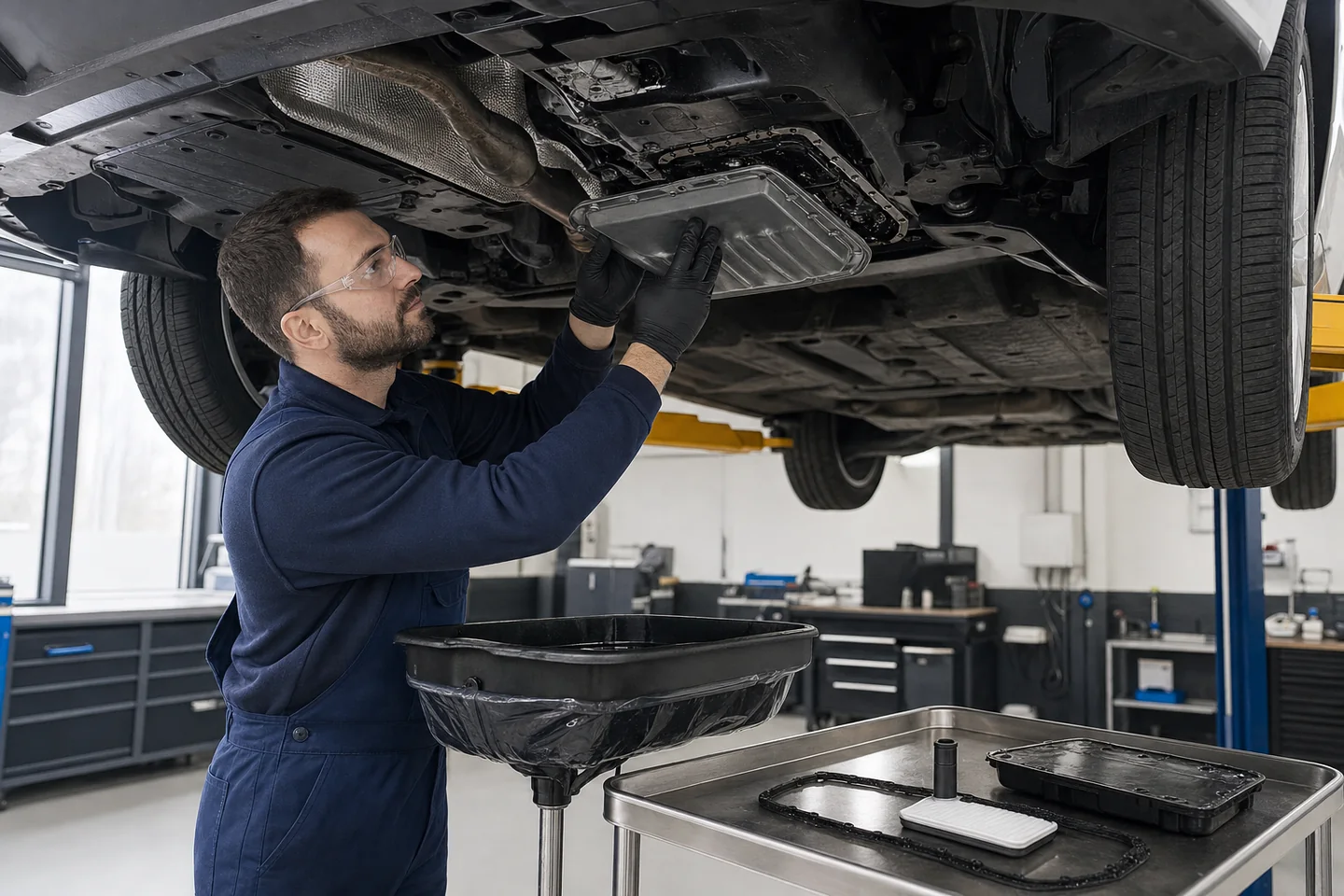 Filtr i misa olejowa przygotowane do obsługi automatycznej skrzyni biegów