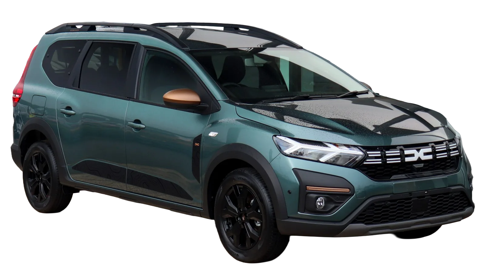 Poglądowe wycięcie zielonej Dacii Jogger